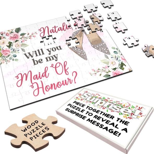 FREE WITH ORDERS OVER £30! - Will You Be My Maid Of Honour Announcement Gift Personalised Wood Jigsaw Puzzle