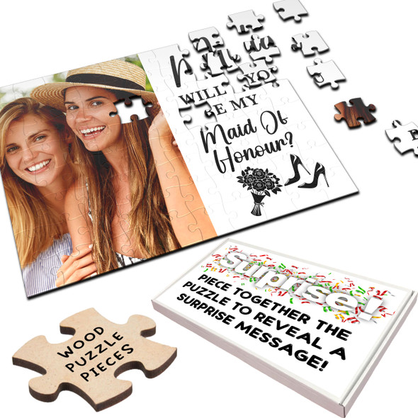 FREE WITH ORDERS OVER £30! - Will You Be My Maid Of Honour Photo Gift Personalised Wooden Jigsaw Puzzle