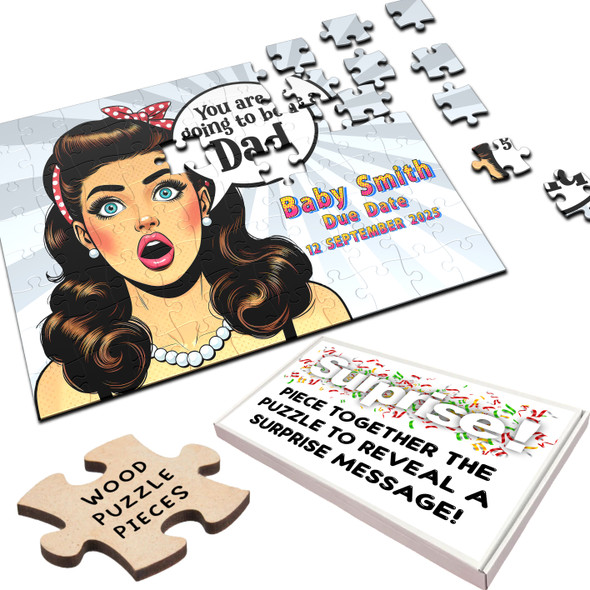 FREE WITH ORDERS OVER £30! - Going To Be A Dad Pregnancy Announcement Gift Brunette Custom Wood Jigsaw Puzzle FREE WITH ORDERS OVER £30! - Going To Be A Dad Pregnancy Announcement Gift Brunette Custom Wood Jigsaw Puzzle