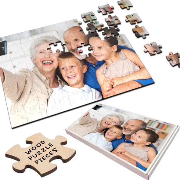 FREE WITH ORDERS OVER £30! - Any Photo Your Photo Custom Gift Family Grandparents Custom Wood Jigsaw Puzzle