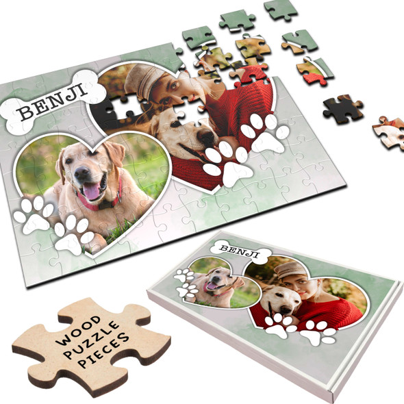 FREE WITH ORDERS OVER £30! - Dog Paws Heart Pet Photo Gift Custom Personalised Wooden Jigsaw Puzzle FREE WITH ORDERS OVER £30! - Dog Paws Heart Pet Photo Gift Custom Personalised Wooden Jigsaw Puzzle