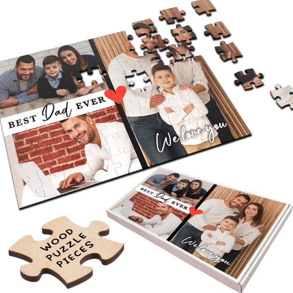 FREE WITH ORDERS OVER £30! - Gift For Dad Red Heart Family Photo Collage Personalised Wooden Jigsaw Puzzle FREE WITH ORDERS OVER £30! - Gift For Dad Red Heart Family Photo Collage Personalised Wooden Jigsaw Puzzle