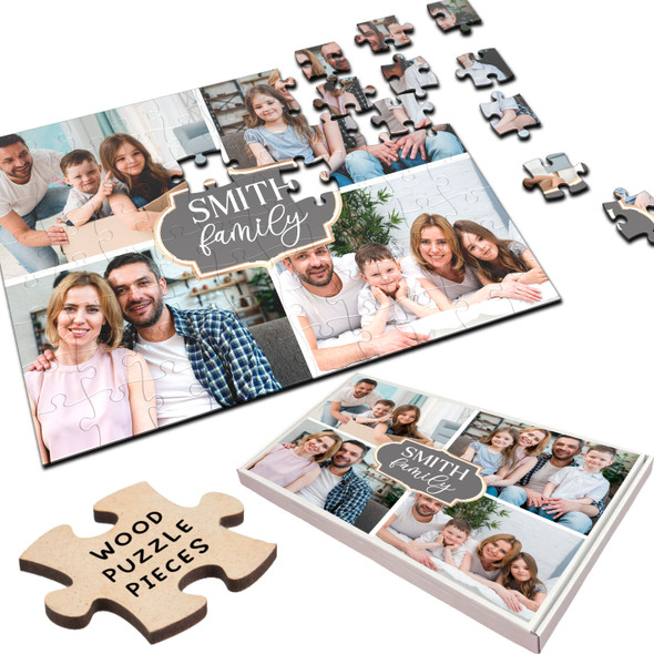 FREE WITH ORDERS OVER £30! - Gift For Family Photo Collage Gift Custom Personalised Wooden Jigsaw Puzzle FREE WITH ORDERS OVER £30! - Gift For Family Photo Collage Gift Custom Personalised Wooden Jigsaw Puzzle