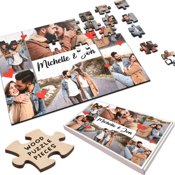 FREE WITH ORDERS OVER £30! - Photo Collage Romantic Gift Couple Custom Personalised Wooden Jigsaw Puzzle FREE WITH ORDERS OVER £30! - Photo Collage Romantic Gift Couple Custom Personalised Wooden Jigsaw Puzzle