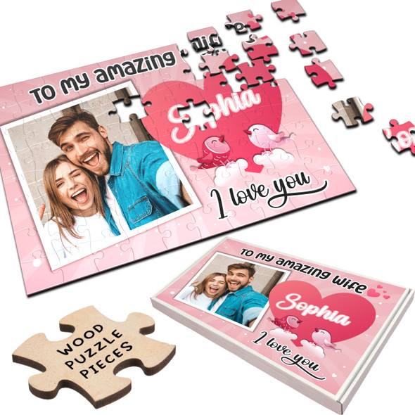 FREE WITH ORDERS OVER £30! - Romantic Gift For Wife Love Birds Photo Custom Personalised Wooden Jigsaw Puzzle FREE WITH ORDERS OVER £30! - Romantic Gift For Wife Love Birds Photo Custom Personalised Wooden Jigsaw Puzzle