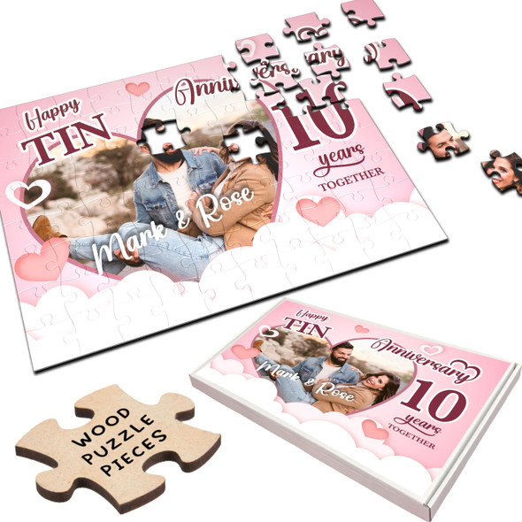 FREE WITH ORDERS OVER £30! - Tin Wedding 10th Anniversary Gift Photo Heart Personalised Wood Jigsaw Puzzle FREE WITH ORDERS OVER £30! - Tin Wedding 10th Anniversary Gift Photo Heart Personalised Wood Jigsaw Puzzle