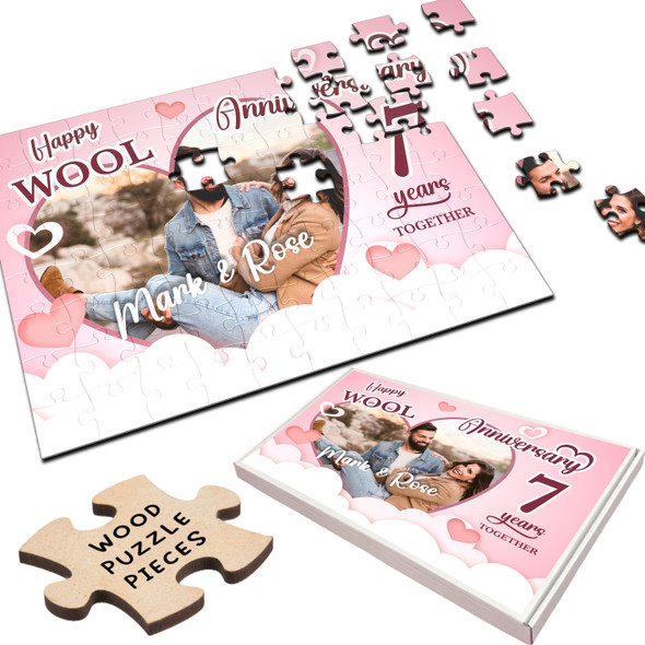 FREE WITH ORDERS OVER £30! - Wool Wedding 7th Anniversary Gift Photo Heart Personalised Wood Jigsaw Puzzle FREE WITH ORDERS OVER £30! - Wool Wedding 7th Anniversary Gift Photo Heart Personalised Wood Jigsaw Puzzle