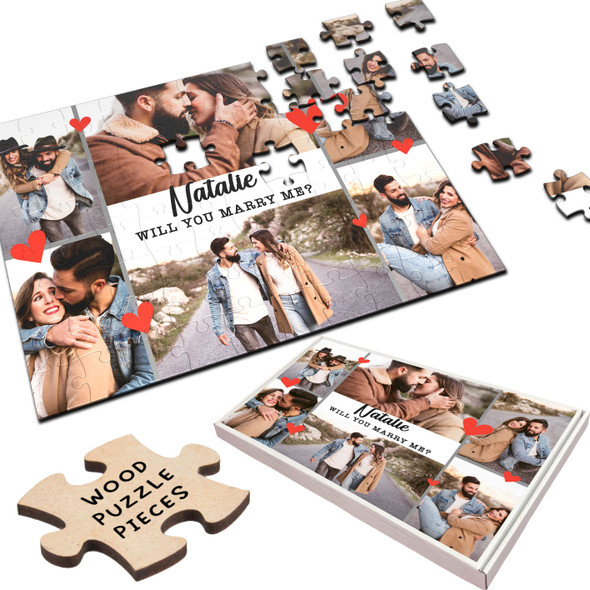 FREE WITH ORDERS OVER £30! - Will You Marry Me Photo Collage Gift Engagement Personalised Wood Jigsaw Puzzle FREE WITH ORDERS OVER £30! - Will You Marry Me Photo Collage Gift Engagement Personalised Wood Jigsaw Puzzle