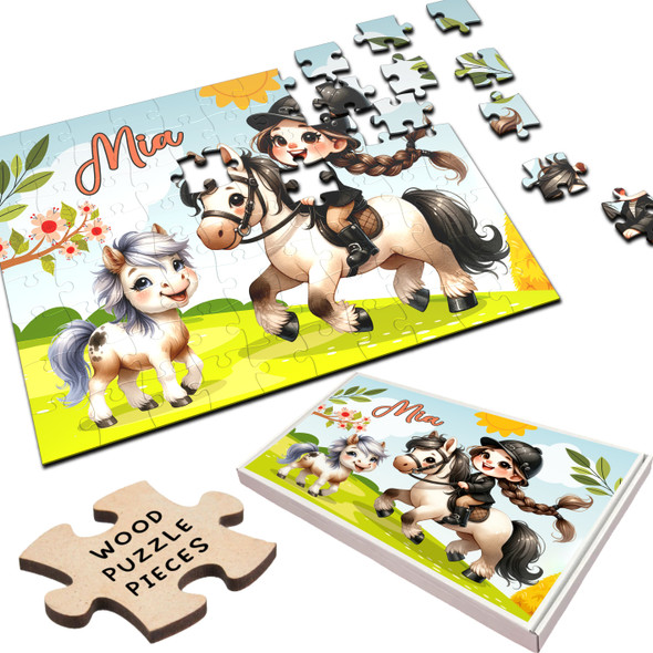 FREE WITH ORDERS OVER £30! - Cute Girl Horse Riding Gift For Girls Custom Personalised Wooden Jigsaw Puzzle FREE WITH ORDERS OVER £30! - Cute Girl Horse Riding Gift For Girls Custom Personalised Wooden Jigsaw Puzzle