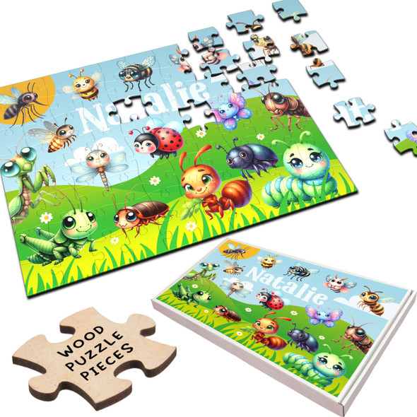 FREE WITH ORDERS OVER £30! - Cute Insects Wildlife Gift For Kids Children Personalised Wooden Jigsaw Puzzle FREE WITH ORDERS OVER £30! - Cute Insects Wildlife Gift For Kids Children Personalised Wooden Jigsaw Puzzle