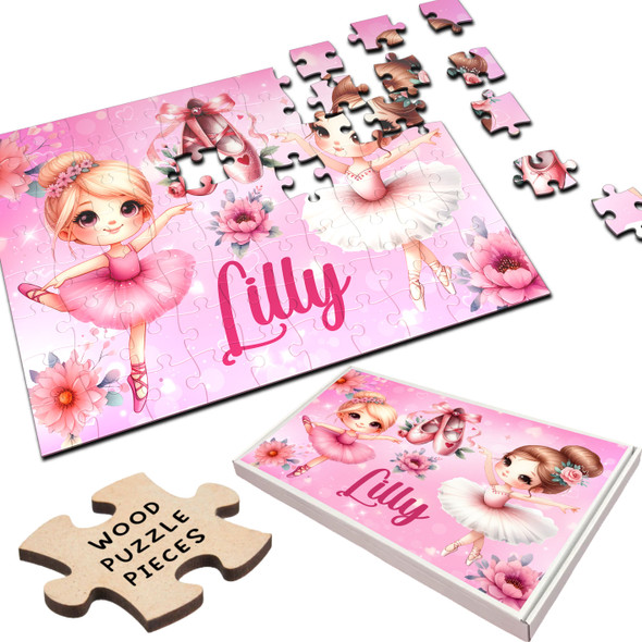 FREE WITH ORDERS OVER £30! - Cute Little Ballerinas Dancing Gift For Girls Personalised Wooden Jigsaw Puzzle FREE WITH ORDERS OVER £30! - Cute Little Ballerinas Dancing Gift For Girls Personalised Wooden Jigsaw Puzzle