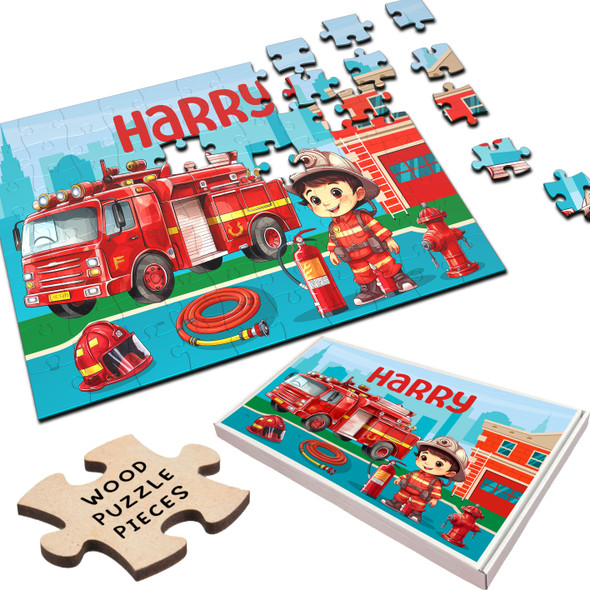 FREE WITH ORDERS OVER £30! - Fire Truck Fireman Kids Children Gift For Boys Personalised Wooden Jigsaw Puzzle FREE WITH ORDERS OVER £30! - Fire Truck Fireman Kids Children Gift For Boys Personalised Wooden Jigsaw Puzzle