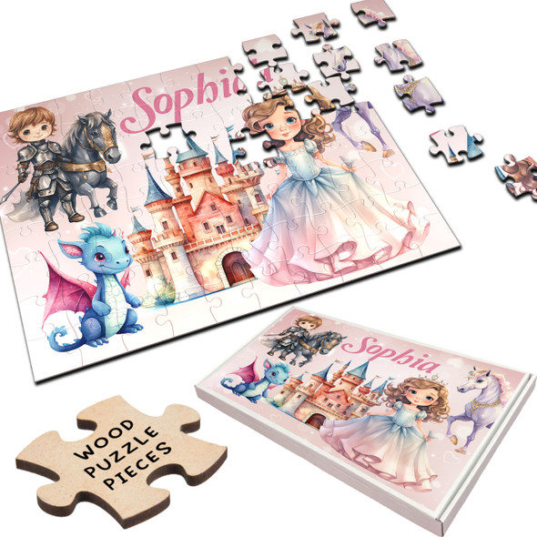 FREE WITH ORDERS OVER £30! - Kids Light Skin Princess Castle Gift Girls Personalised Wood Jigsaw Puzzle FREE WITH ORDERS OVER £30! - Kids Light Skin Princess Castle Gift Girls Personalised Wood Jigsaw Puzzle