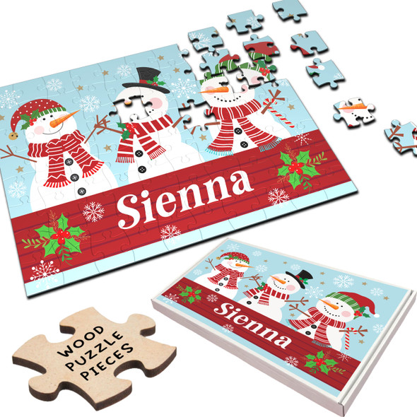 FREE WITH ORDERS OVER £30! - Snowmen Snowflakes Christmas Children's Kids Gift Custom Wood Jigsaw Puzzle