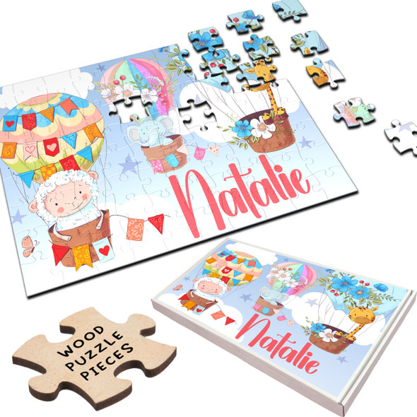 FREE WITH ORDERS OVER £30! - Hot Air Balloons Animals Cute Gift For Kids Personalised Wooden Jigsaw Puzzle FREE WITH ORDERS OVER £30! - Hot Air Balloons Animals Cute Gift For Kids Personalised Wooden Jigsaw Puzzle
