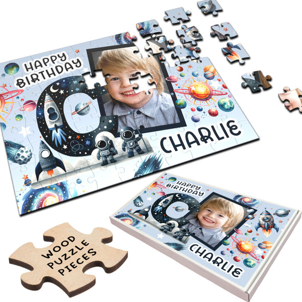 FREE WITH ORDERS OVER £30! - Kids Birthday Gift Boy Space Letter C Photo Personalised Wooden Jigsaw Puzzle FREE WITH ORDERS OVER £30! - Kids Birthday Gift Boy Space Letter C Photo Personalised Wooden Jigsaw Puzzle