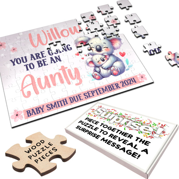 FREE WITH ORDERS OVER £30! - For Aunty Pregnancy Baby Announcement Gift Koala Personalised Wood Jigsaw Puzzle FREE WITH ORDERS OVER £30! - For Aunty Pregnancy Baby Announcement Gift Koala Personalised Wood Jigsaw Puzzle