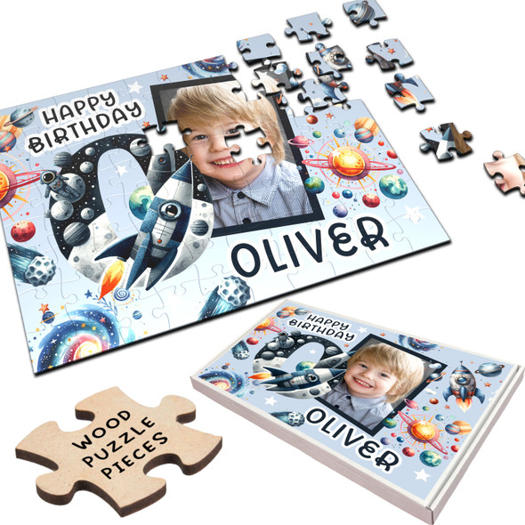FREE WITH ORDERS OVER £30! - Kids Birthday Gift Boy Space Letter O Photo Personalised Wooden Jigsaw Puzzle FREE WITH ORDERS OVER £30! - Kids Birthday Gift Boy Space Letter O Photo Personalised Wooden Jigsaw Puzzle