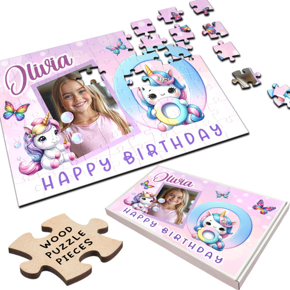FREE WITH ORDERS OVER £30! - Kids Birthday Gift Girl Unicorn Letter O Photo Personalised Wooden Jigsaw Puzzle FREE WITH ORDERS OVER £30! - Kids Birthday Gift Girl Unicorn Letter O Photo Personalised Wooden Jigsaw Puzzle