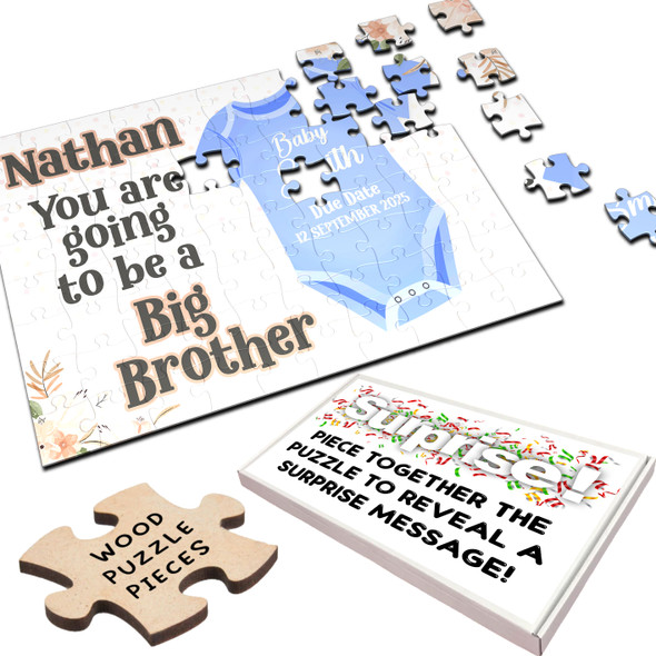 FREE WITH ORDERS OVER £30! - For Big Brother Blue Pregnancy Announcement Gift Personalised Wood Jigsaw Puzzle FREE WITH ORDERS OVER £30! - For Big Brother Blue Pregnancy Announcement Gift Personalised Wood Jigsaw Puzzle