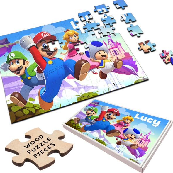 FREE WITH ORDERS OVER £30! - Mario Bros Gaming Retro Gift For Kids Children Personalised Wooden Jigsaw Puzzle FREE WITH ORDERS OVER £30! - Mario Bros Gaming Retro Gift For Kids Children Personalised Wooden Jigsaw Puzzle