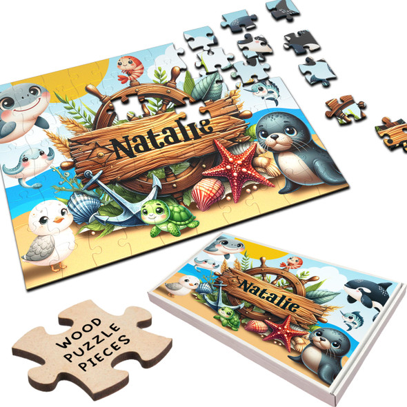 FREE WITH ORDERS OVER £30! - Nautical Sea Animal Kids Children's Gift Personalised Wooden Jigsaw Puzzle FREE WITH ORDERS OVER £30! - Nautical Sea Animal Kids Children's Gift Personalised Wooden Jigsaw Puzzle