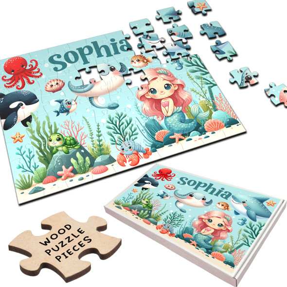FREE WITH ORDERS OVER £30! - Sealife Hair Mermaid Gift Kids Children Custom Personalised Wooden Jigsaw Puzzle FREE WITH ORDERS OVER £30! - Sealife Hair Mermaid Gift Kids Children Custom Personalised Wooden Jigsaw Puzzle
