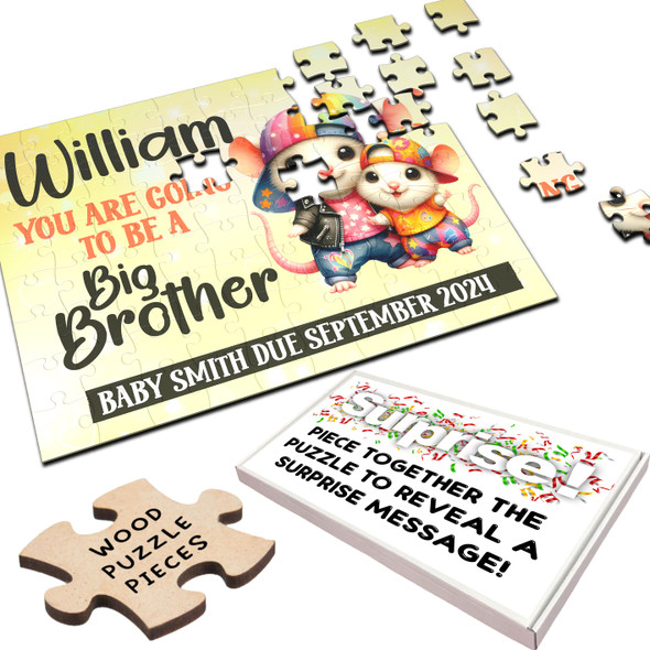 FREE WITH ORDERS OVER £30! - For Big Brother Pregnancy Announcement Gift Mice Personalised Wood Jigsaw Puzzle FREE WITH ORDERS OVER £30! - For Big Brother Pregnancy Announcement Gift Mice Personalised Wood Jigsaw Puzzle