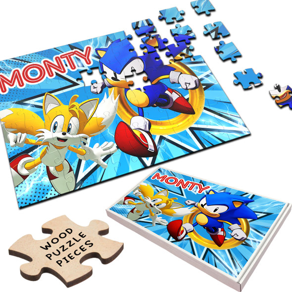 FREE WITH ORDERS OVER £30! - Sonic The Hedgehog Cartoon Boys Kids Children's Gift Custom Wood Jigsaw Puzzle FREE WITH ORDERS OVER £30! - Sonic The Hedgehog Cartoon Boys Kids Children's Gift Custom Wood Jigsaw Puzzle