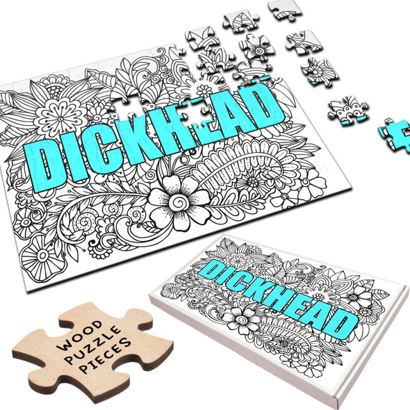 FREE WITH ORDERS OVER £30! - Mandala Dickhead Jigsaw Blue Rude Funny Gift Personalised Wooden Jigsaw Puzzle