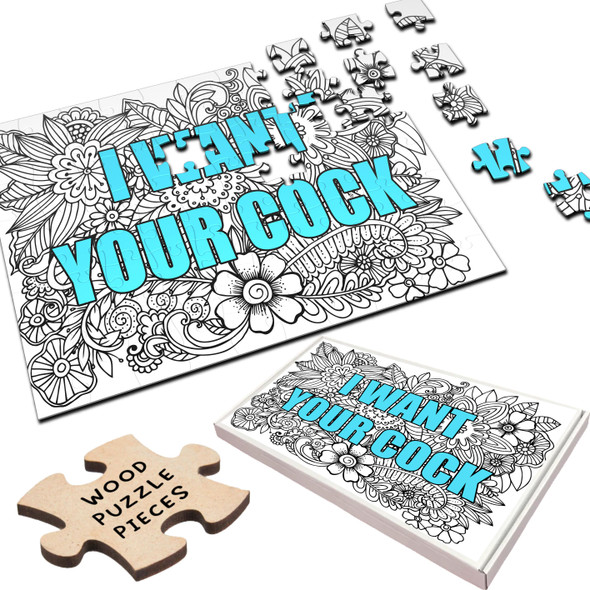 FREE WITH ORDERS OVER £30! - Mandala I Want Your Cock Jigsaw Blue Rude Funny Gift Custom Wood Jigsaw Puzzle FREE WITH ORDERS OVER £30! - Mandala I Want Your Cock Jigsaw Blue Rude Funny Gift Custom Wood Jigsaw Puzzle