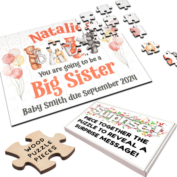 FREE WITH ORDERS OVER £30! - For Big Sister Pregnancy Announcement Gift Animals Custom Wood Jigsaw Puzzle FREE WITH ORDERS OVER £30! - For Big Sister Pregnancy Announcement Gift Animals Custom Wood Jigsaw Puzzle