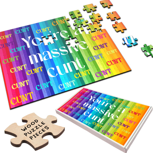 FREE WITH ORDERS OVER £30! - You're A Cunt Rainbow Rude Funny Gift Custom Personalised Wooden Jigsaw Puzzle