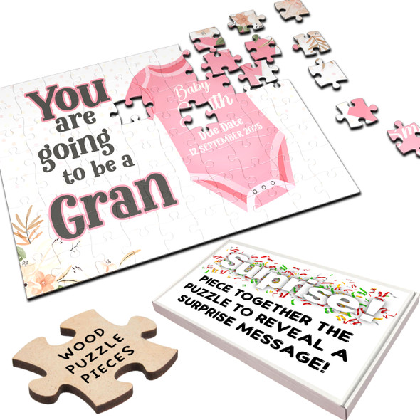 FREE WITH ORDERS OVER £30! - For Gran Pregnancy Announcement Gift Body Suit Personalised Wooden Jigsaw Puzzle FREE WITH ORDERS OVER £30! - For Gran Pregnancy Announcement Gift Body Suit Personalised Wooden Jigsaw Puzzle