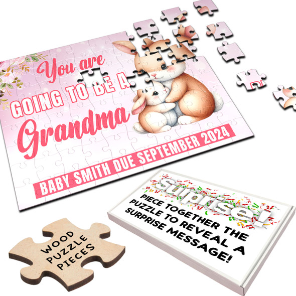 FREE WITH ORDERS OVER £30! - For Grandma Pregnancy Announcement Gift Bunnies Personalised Wood Jigsaw Puzzle FREE WITH ORDERS OVER £30! - For Grandma Pregnancy Announcement Gift Bunnies Personalised Wood Jigsaw Puzzle