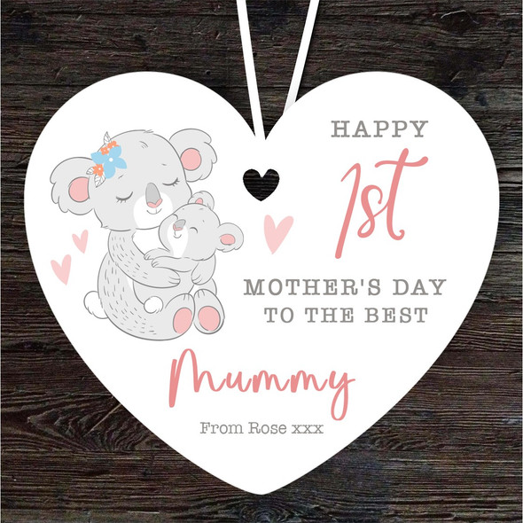 Koala Mum With Baby First Mother's Day Heart Personalised Hanging Ornament