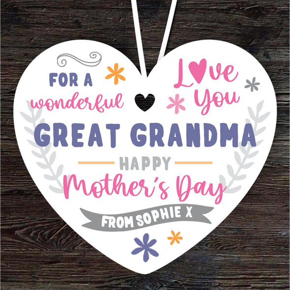 Great Grandma Happy Mother's Day Gift Love You Heart Personalised Ornament