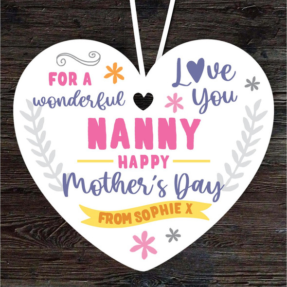 Nanny Happy Mother's Day Gift Love You Heart Personalised Hanging Ornament