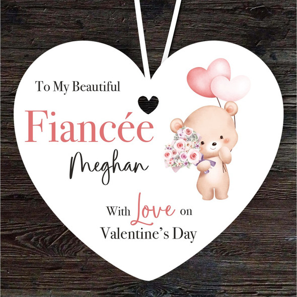Fiancee Teddy Bear Heart Balloon Valentine's Day Gift Heart Custom Ornament