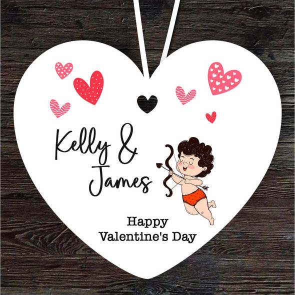 Cute Doodle Cupid Valentine's Day Gift Heart Personalised Hanging Ornament