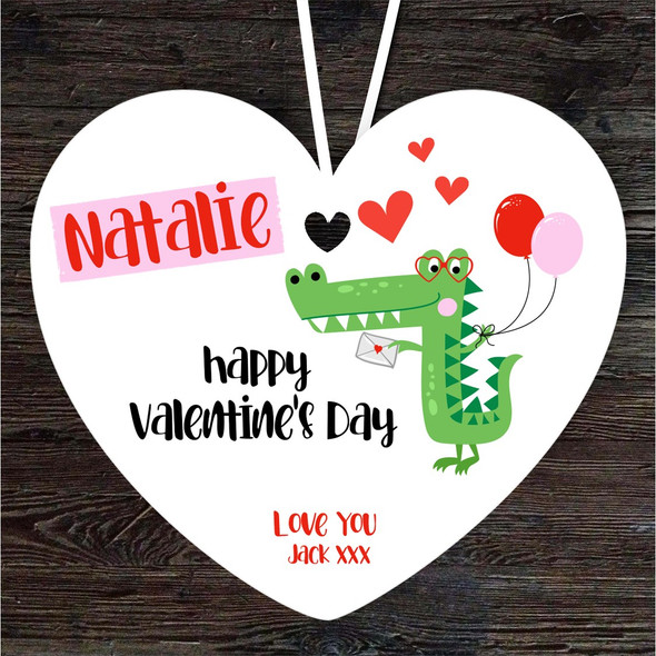 FREE WITH ORDERS OVER £20! - Crocodile In Love Valentine's Day Gift Heart Personalised Hanging Ornament
