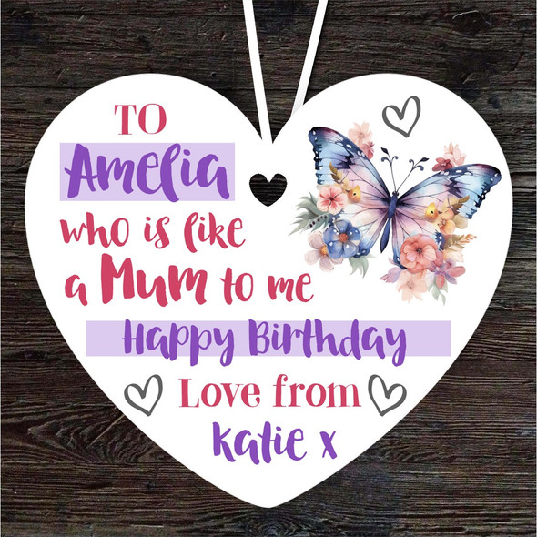 FREE WITH ORDERS OVER £20! - Like A Mum To Me Butterfly Birthday Stepmum Gift Heart Personalised Ornament