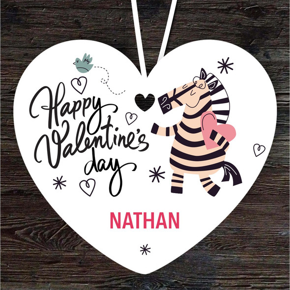 FREE WITH ORDERS OVER £20! - Zebra With Heart Valentine's Day Gift Heart Personalised Hanging Ornament