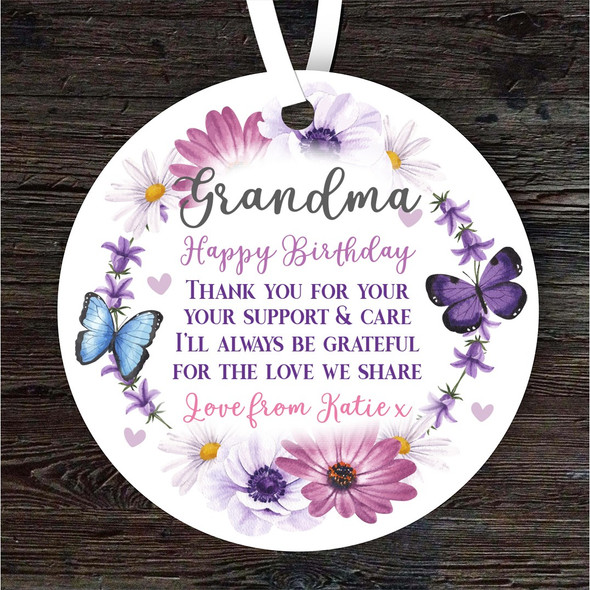 FREE WITH ORDERS OVER £20! - Gift For Grandma Birthday Flower Wreath Round Personalised Hanging Ornament FREE WITH ORDERS OVER £20! - Gift For Grandma Birthday Flower Wreath Round Personalised Hanging Ornament