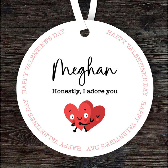 FREE WITH ORDERS OVER £20! - Love Heart Couple Valentine's Day Gift Round Personalised Hanging Ornament