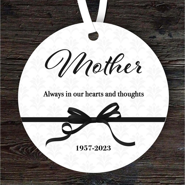 FREE WITH ORDERS OVER £20! - Mother Memorial Black Ribbon Keepsake Gift Round Personalised Hanging Ornament