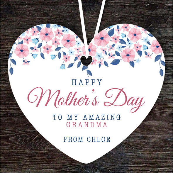 FREE WITH ORDERS OVER £20! - Amazing Grandma Blue And Pink Floral Mother's Day Gift Heart Custom Ornament FREE WITH ORDERS OVER £20! - Amazing Grandma Blue And Pink Floral Mother's Day Gift Heart Custom Ornament