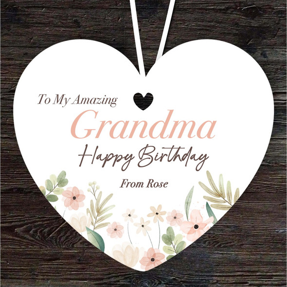 FREE WITH ORDERS OVER £20! - Amazing Grandma Floral Happy Birthday Gift Heart Personalised Hanging Ornament FREE WITH ORDERS OVER £20! - Amazing Grandma Floral Happy Birthday Gift Heart Personalised Hanging Ornament