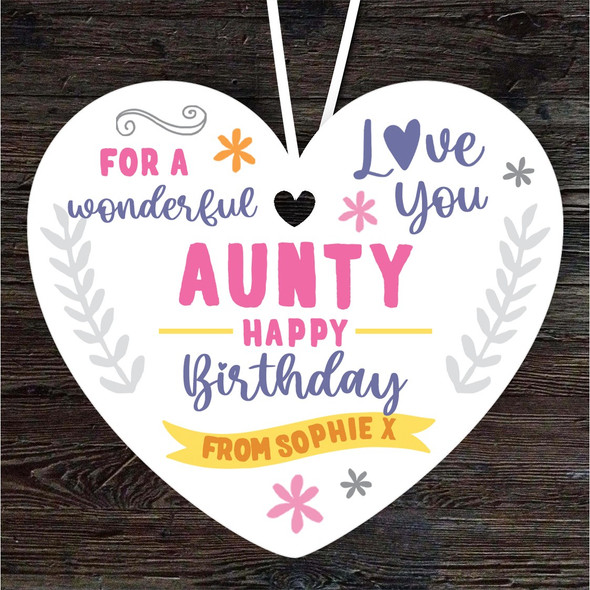 FREE WITH ORDERS OVER £20! - Aunty Happy Birthday Gift Love You Heart Personalised Hanging Ornament
