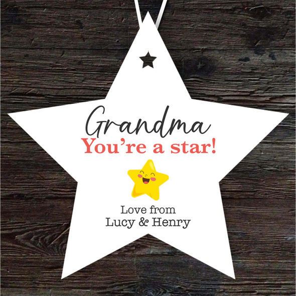 FREE WITH ORDERS OVER £20! - Gift For Grandma Star Personalised Hanging Ornament